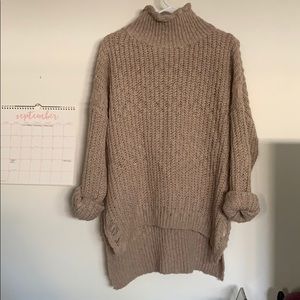 distressed chunky knit oversized hi low sweater